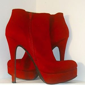 CHINESE LAUNDRY Red Zip-Up Stiletto Ankle Booties
